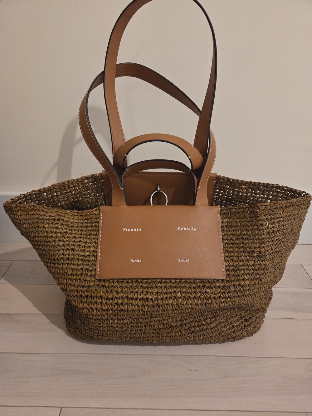 Proenza Schouler Brown Woven Tote with Tan Leather Panel - Picture 3 of 10
